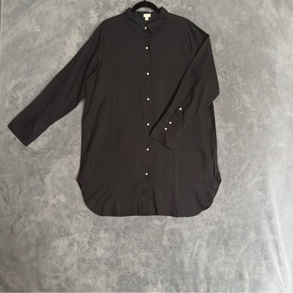 J. Crew Black relaxed fit beach shirt linen-cotton blend size XXL